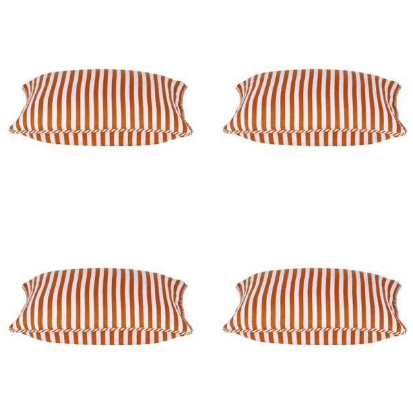 Dandi Pack of 4 Orange & White Striped Nautical Cushion Covers 40x40cm