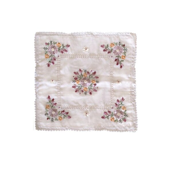 Victoriana Cream Applique Embroidered Cushion Cover 45 x 45 cm - Floral Design