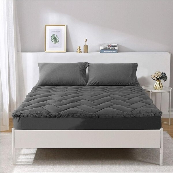 Ramesses 1000GSM Charcoal Mattress Topper King Single - Anti-Microbial, Moisture-Wicking