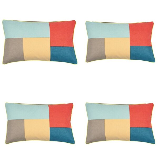 Geo Beige Block Design Rectangle Cushion Covers Pack of 4, 30cm x 50cm