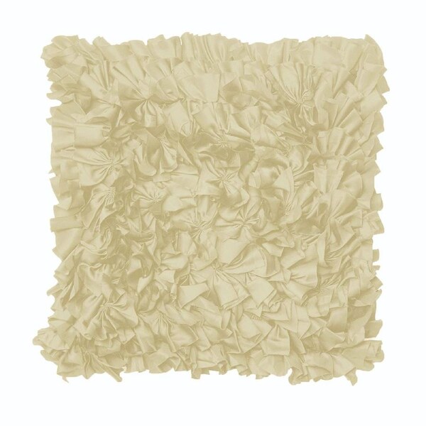 Rapee Filled Ruffled Cushion - Ivory, 43cm x 43cm, Soft Satin Polyester