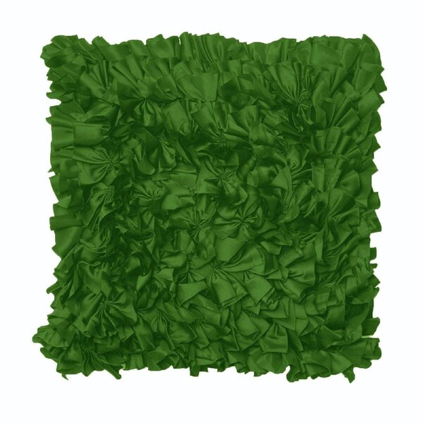 Rapee Filled Ruffled Cushion - Green 43cm x 43cm, Soft Satin Polyester