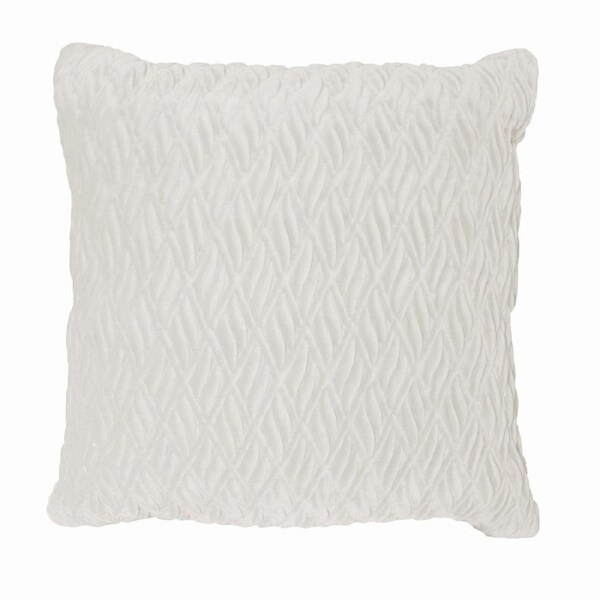 Rapee Filled Cushion - 3D Embossed Faux Suede - White 45cm x 45cm