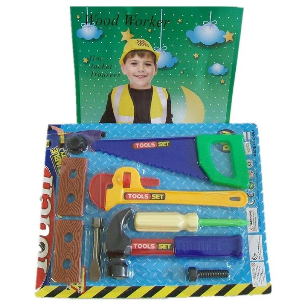 Boys Wood Worker Costume Set - Hat, Jacket & Tool Set