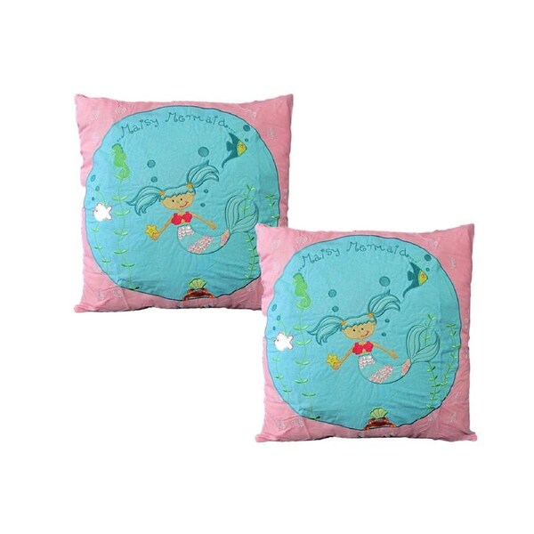 Shelley Mermaid Embroidered Cushion Covers Pack of 2, 43 x 43 cm