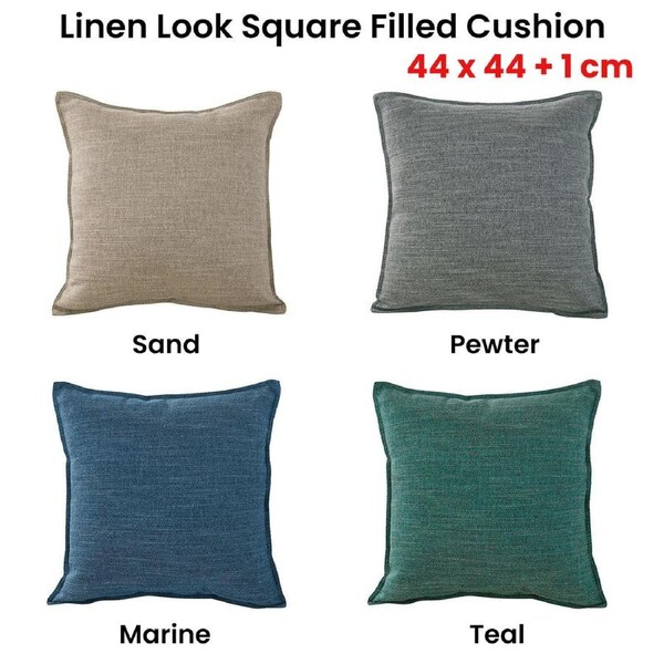Jason Linen Look Square Filled Cushion 44 x 44 + 1 cm - Textured Design, Neutral Tones