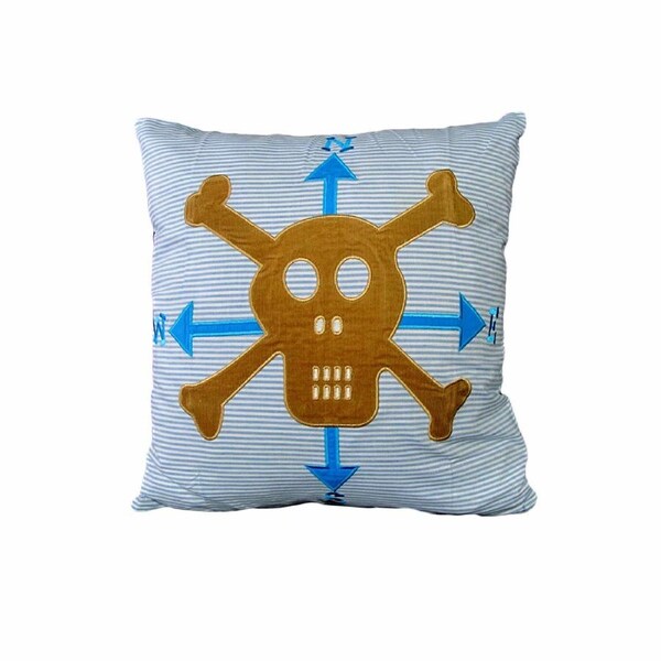 Happy Kids Pirate 43x43 cm Square Filled Cushion with Embroidery Design