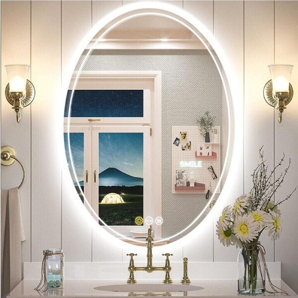 500x700mm Oval LED Bathroom Mirror Dimmable Anti-Fog with Touch Control