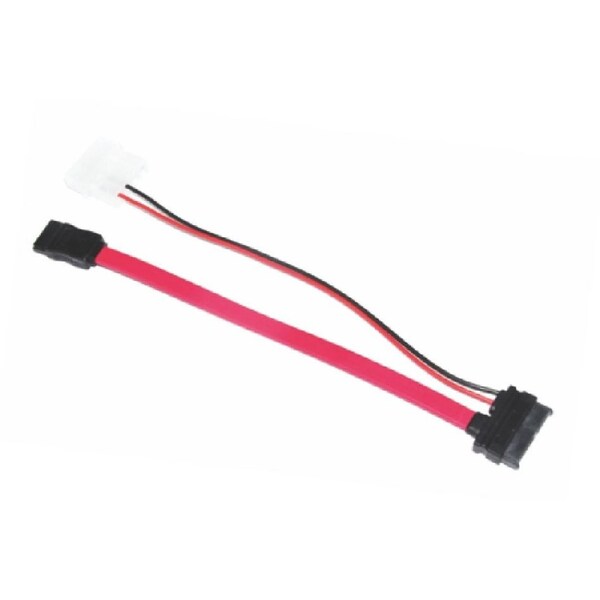 ASTROTEK Slim Red SATA Cable 50cm + 10cm 6-Pin + 7-Pin to 4-Pin + 7-Pin