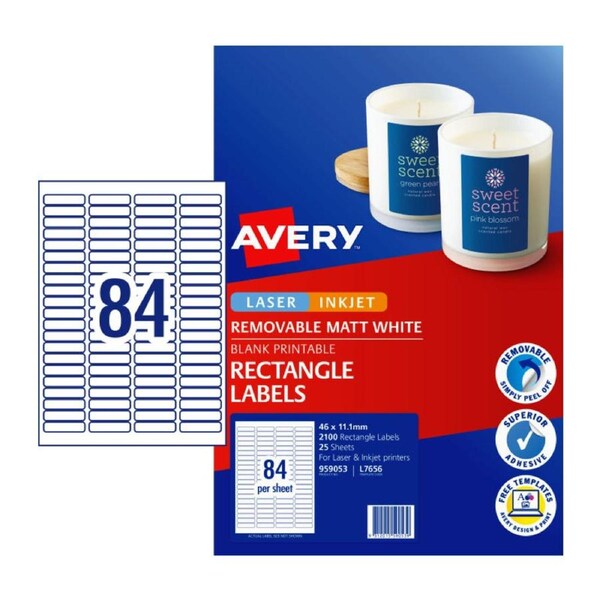 AVERY Removable Labels 84Up 25 Pack