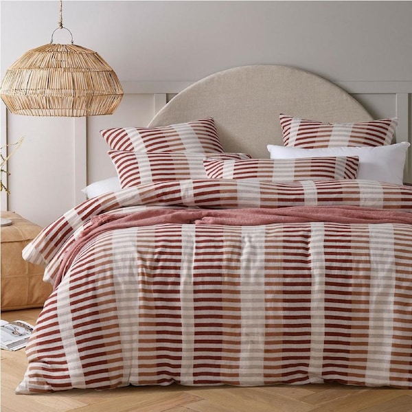 Vintage Design Homewares Tempo Red Quilt Cover Set Cotton King
