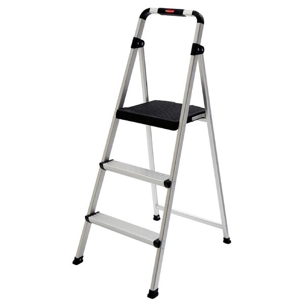 Rubbermaid 3-Step Aluminum Folding Stool - Lightweight, Durable & Slip-Resistant