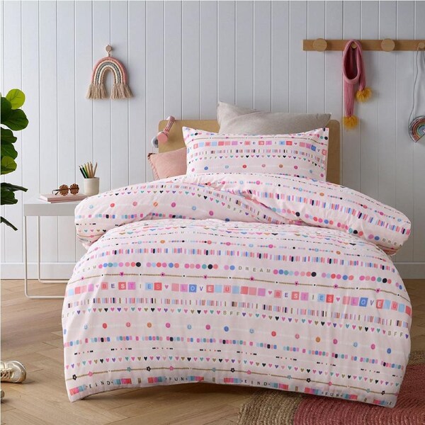 Happy Kids Swifty Quilt Cover Set Double - Cotton Colorful Design