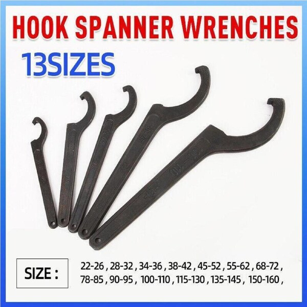 Adjustable Hook Wrench C-Spanner Tool for Motorcycle Repair - 135-145mm