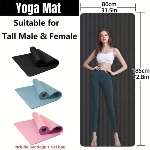 Blue Fitness Mat for Yoga, Dance, and Jump Rope
