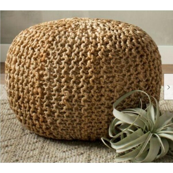 Braided Jute Pouffe Footstool - Hand Knitted Home Decor