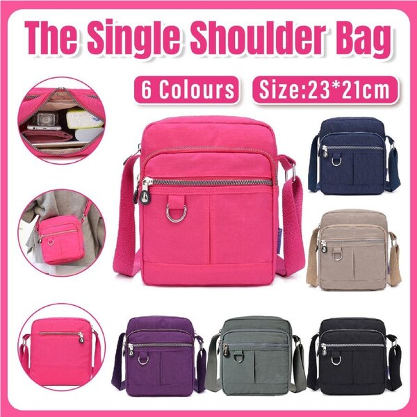 Premium Ladies Lightweight Nylon Shoulder Bag - Purple