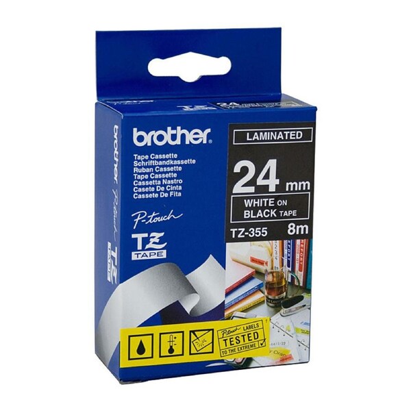 Brother Label Tape TZe-355, Premium Quality for POS Stations, 18mm