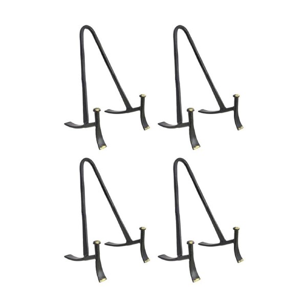 4PK LVD Small Handcrafted Black Matte Metal Plate Stand Accessory 15x9x9cm