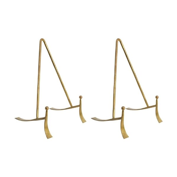 2PK LVD Medium Handcrafted Metal Brass Plate Stand Accessory 19x11.75x11.5cm