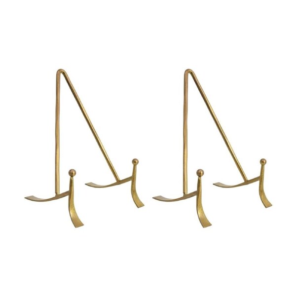 2PK LVD Small Handcrafted Metal Brass Plate Stand Accessory 15x9x9cm