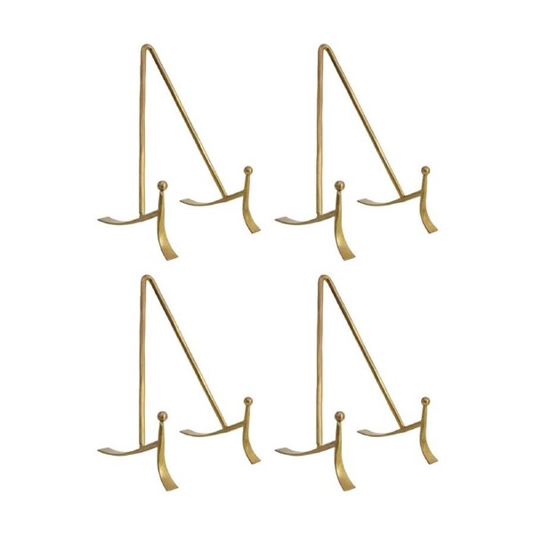 4PK LVD Small Handcrafted Metal Brass Plate Stand Accessory 15x9x9cm