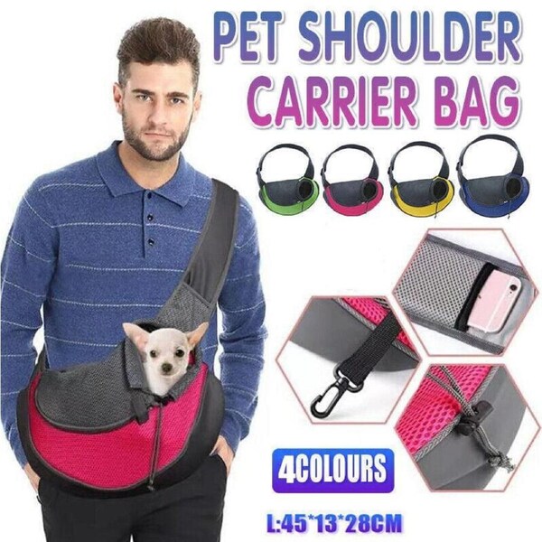 Pet Shoulder Carrier Bag Large Green - Durable, Compact, for Dogs up to 6KG