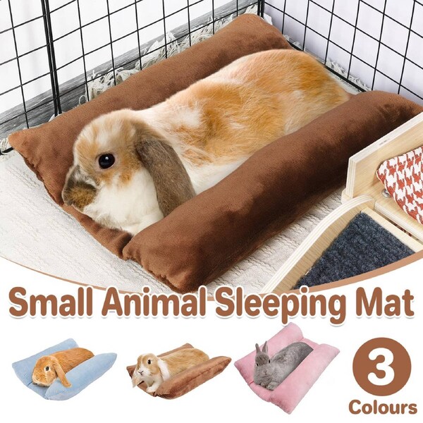Small Animal Bed Cushion Plush Sleeping Mat 40cm x 35.5cm for Pet Carrier Cage - Pink