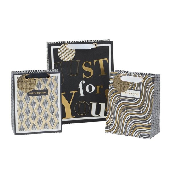 bulk 24 Large Golden Glam Gift Bag Assort 32cm