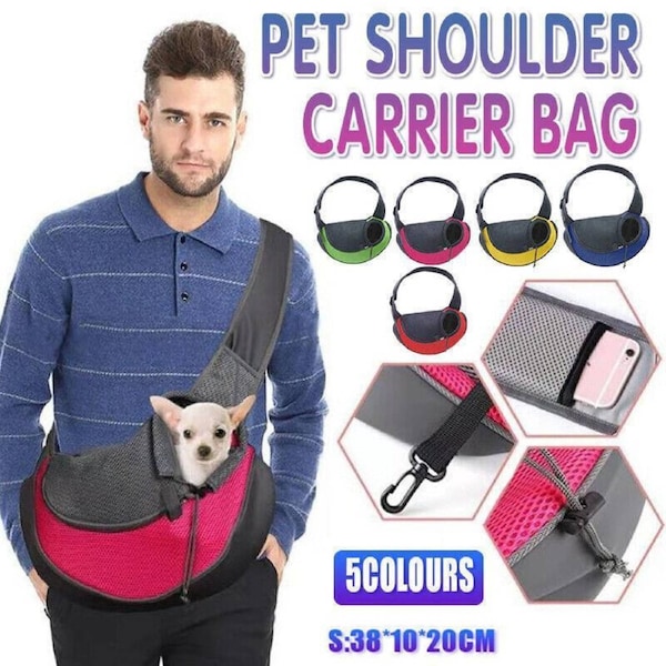 Yellow Pet Shoulder Carrier Bag for Puppy Cat Dog Travel Sling Backpack - S Size