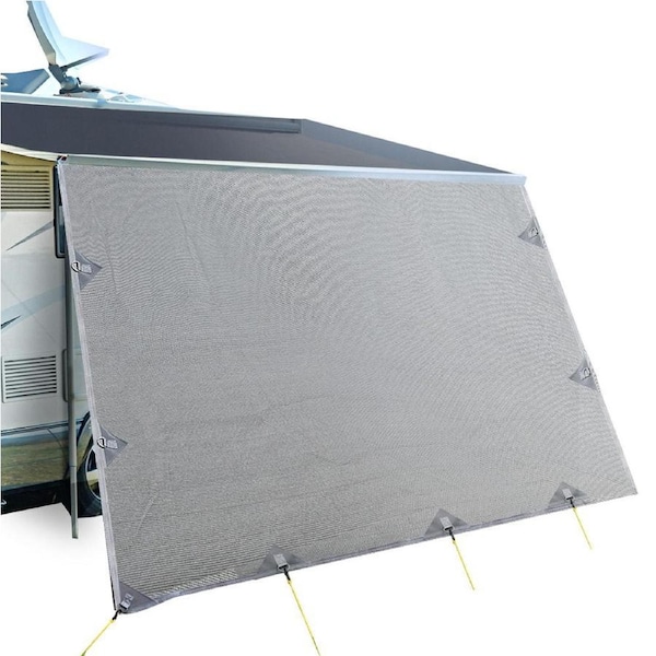 Caravan Privacy Screen 3.7x1.95M UV-Protected Grey, Easy Setup, Carry Bag Included