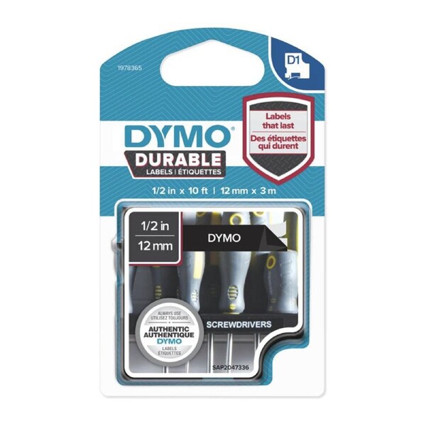 DYMO Labels White on Black 12mm x 3m - Premium Quality for POS Stations