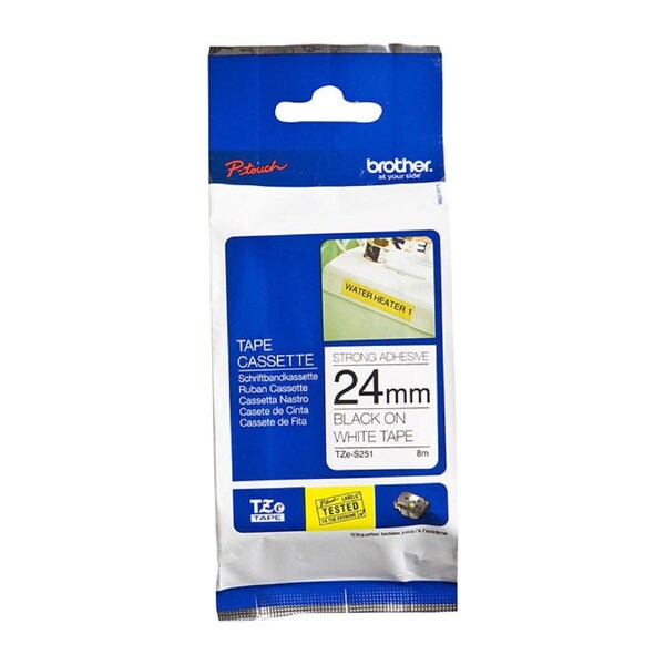 Brother TZe Tape 24MM Black White Strong Adhesive Labels for POS Stations