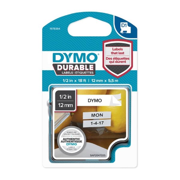 DYMO Labels Black on White 12mm x 5.5m for POS Stations, OEM Code 1978364