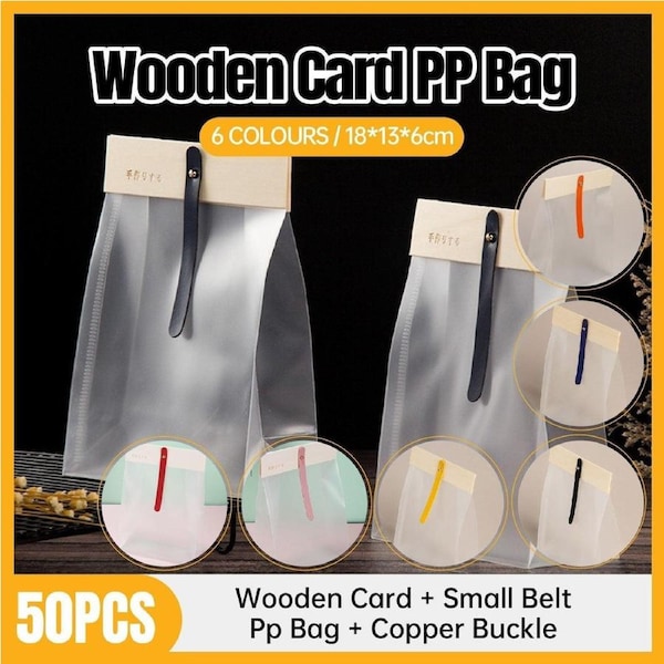 50pcs Transparent Snack Bags Biscuit Candy Bags Resealable Food Packaging - Blue