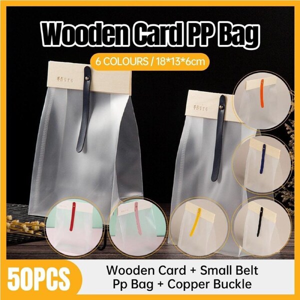 50pcs Transparent Snack Bags Biscuit Candy Bags Resealable Food Packaging - Pink
