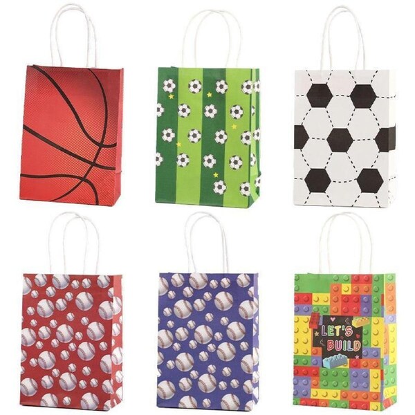 30PCS Fashion Ball Kraft Paper Gift Bag Festivals gift tote bag Party Favor Bag - Red-Tennis-Ball-30pcs