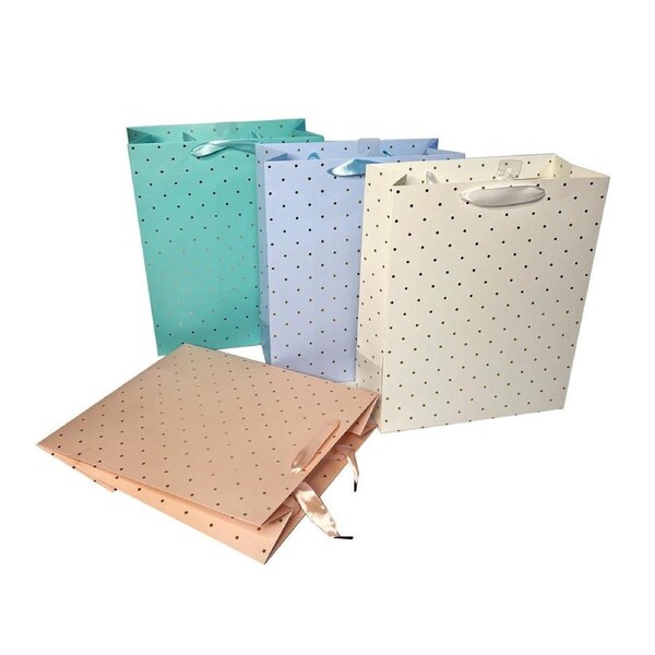 bulk 24 Medium Foil Dot Gift Bag Assort 23cm