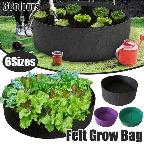Felt Planting Bags - Round Vegetable Garden Grow Bags - Black - 50*20cm - Durable & Eco-Friendly