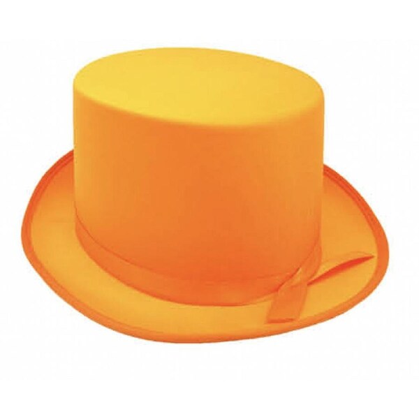 SATIN TOP HAT Costume Party Cap Fancy Dress Trilby Fedora One Size - Orange