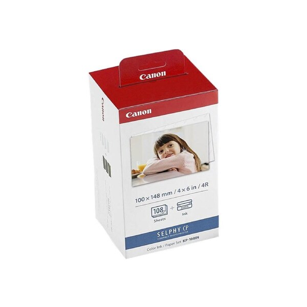 Canon KP108IN Ink & Paper Pack, 108 Sheets, Compatible with Selphy Printers