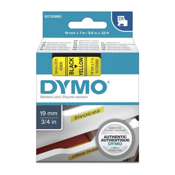 DYMO Black on Yellow 19mmx7m Tape - Premium Quality Labels for POS Stations