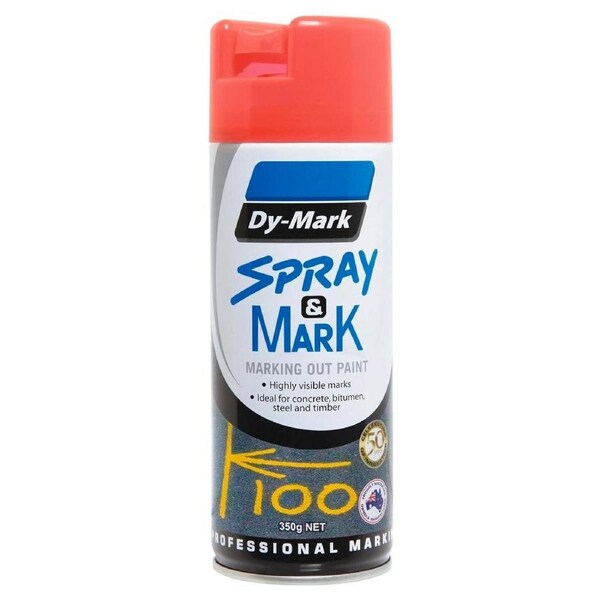 Dy-Mark Fluoro Orange Spray Paint 350g Toluene-Free High Opacity