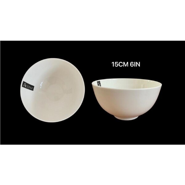 24 White Fine Bone China Bowls 6In - L 15 x W 15 x H na cm, 9 kg