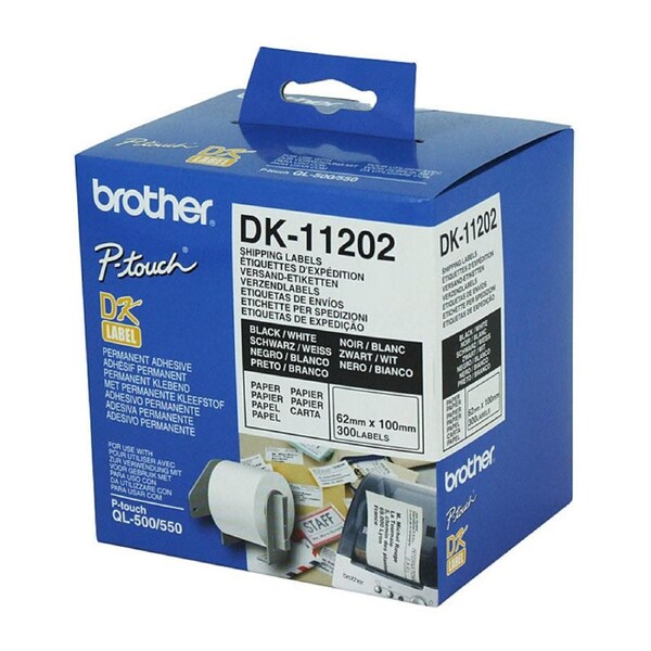 Brother Shipping/Name Badge Labels 62mm x 100mm, 300 Labels per Roll, OEM DK-11202