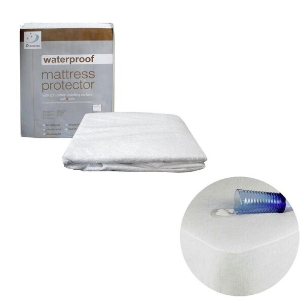 Fully Fitted Terry Waterproof Mattress Protector 107x205x30cm, Solid Colour Design