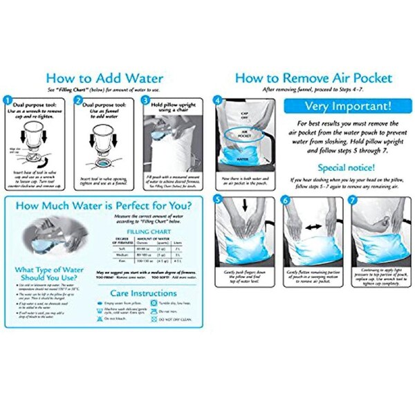 Mediflow Adjustable Waterbase Pillows Twin Pack, 200 Thread Count, Hypoallergenic, Suitable for Sleep Apnea, 20"x28"
