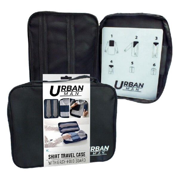 Urban Man Shirt Travel Case Pouch w/ Folding Board 36cm x 26cm x 5cm - Black