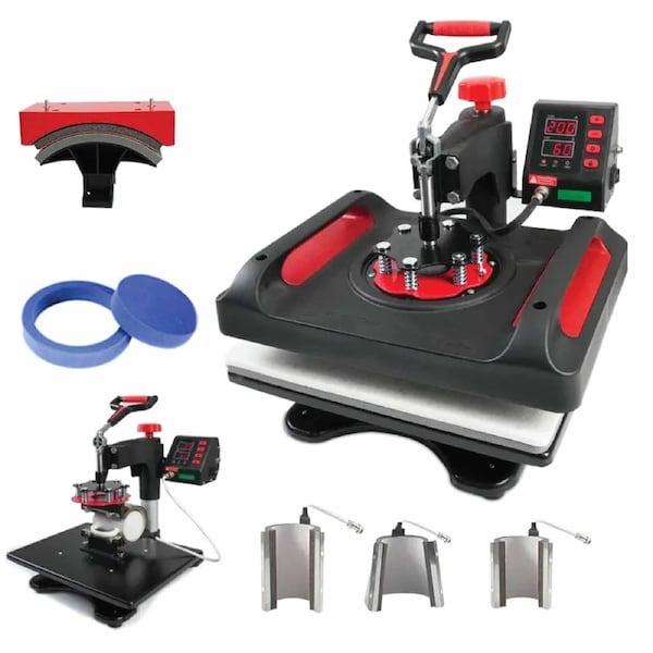 8 in 1 Combo Heat Press 290x380mm with Digital Controller for T-shirts, Mugs, Caps