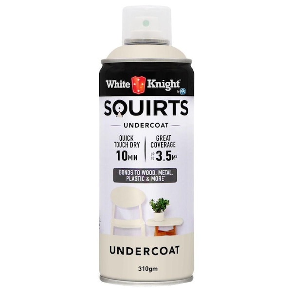 White Knight Squirts Undercoat Spray Paint 310g Solvent Based Durable